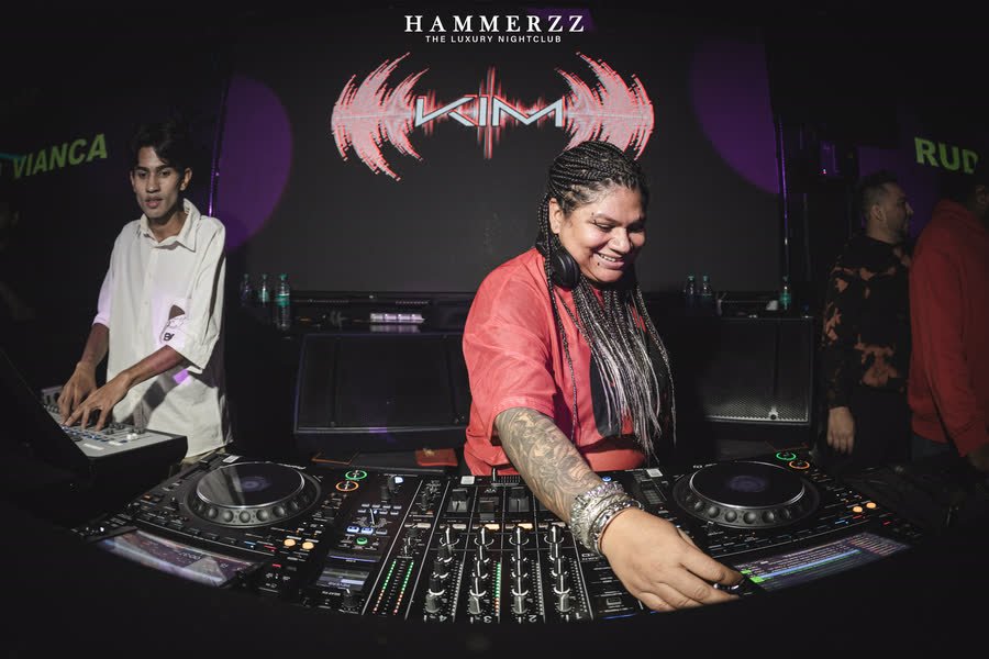 DJ Kim mixing at Hammerzz, Goa